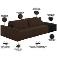 Sofá Ilha Modular Para Sala 232cm Com Puff Dublin K01 Veludo Marrom E Sintético Preto - Lyam Decor - 7