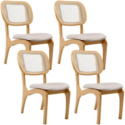 Kit 4 Cadeiras Para Sala De Jantar Estofada E Tela Mariah L02 Linho Cru