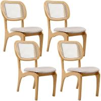 Kit 4 Cadeiras Para Sala De Jantar Estofada E Tela Mariah L02 Linho Cru - 1