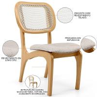 Kit 4 Cadeiras Para Sala De Jantar Estofada E Tela Mariah L02 Linho Cru - 6