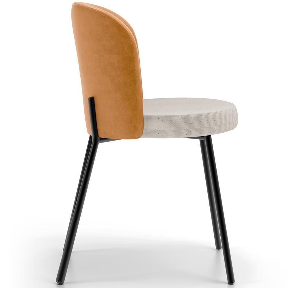 Kit 3 Cadeiras Sala De Jantar Estofada Gavi L02 Couríssimo Whisky Linho Cru - 2