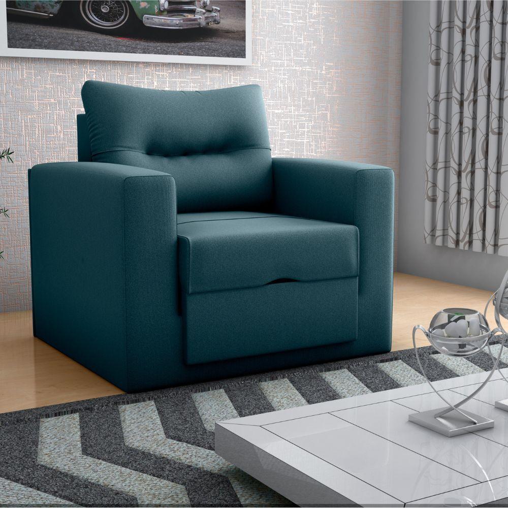 Sofá Cama 1 Lugar Cork Suede Petróleo - 1