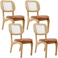 Kit 4 Cadeiras Para Sala De Jantar Estofada E Tela Mariah L02 Couríssimo Camel - 1