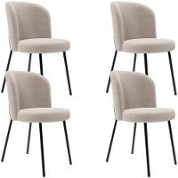 Kit 4 Cadeiras Sala De Jantar Estofada Gavi L02 Bouclê Creme - 1