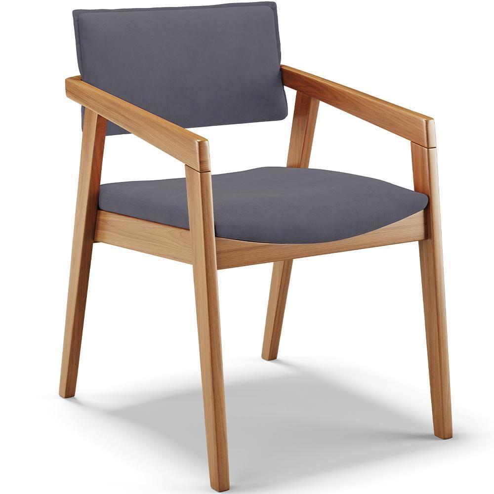 Kit 05 Cadeiras Para Sala De Jantar Estar Living Giorgia B04 Suede Cinza - 6