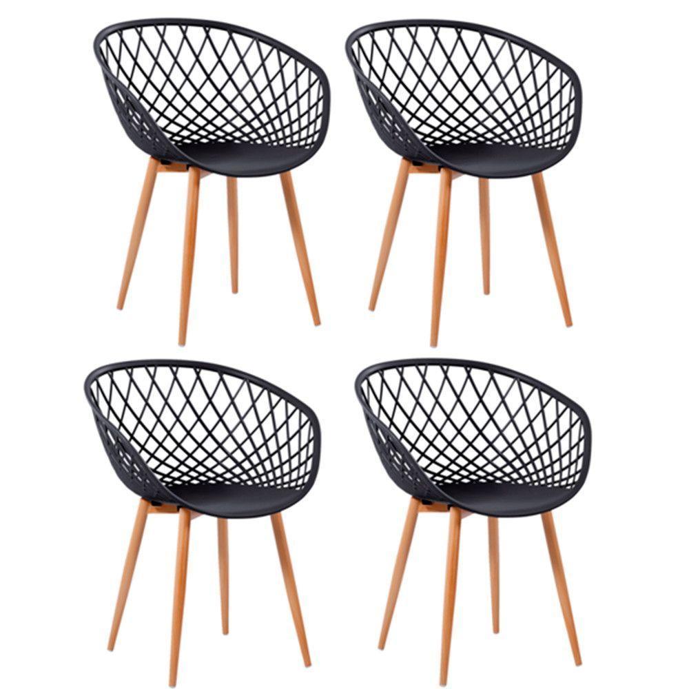 Kit 4 Cadeiras Monaco Com Assento Em Polipropileno Fratini Preto - 1