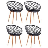 Kit 4 Cadeiras Monaco Com Assento Em Polipropileno Fratini Preto - 1