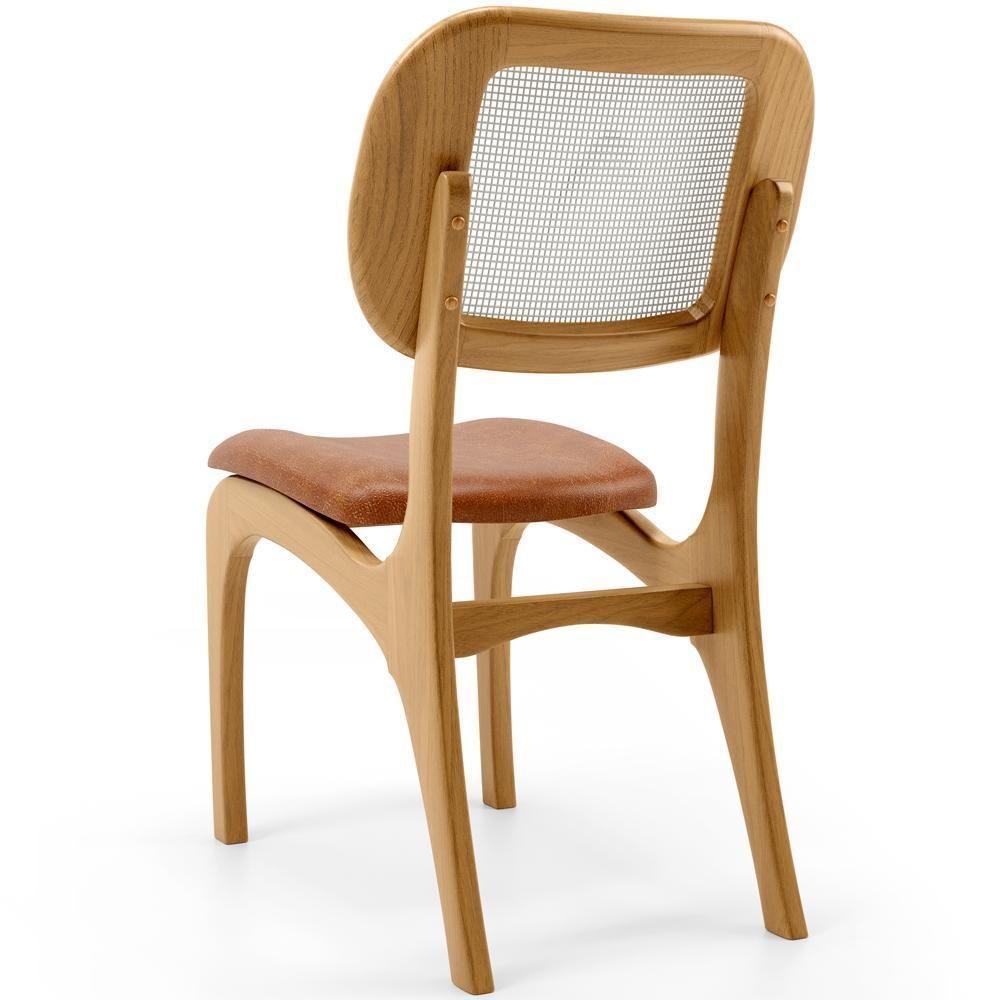 Kit 3 Cadeiras Para Sala De Jantar Estofada E Tela Mariah L02 Couríssimo Camel - 4