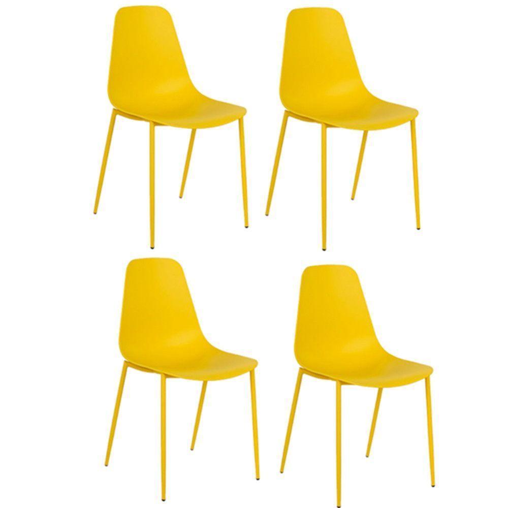 Kit 4 Cadeiras Miami Com Assento Em Polipropileno Fratini Amarelo - 1