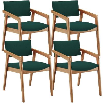 Kit 04 Cadeiras Para Sala De Jantar Estar Living Giorgia B04 Bouclê Verde