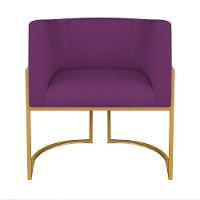 Kit Divã Luna 140cm Lado Esquerdo E 01 Poltrona Base De Ferro Dourado Suede Cor Roxo - 8