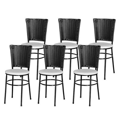 6 Cadeiras Para Mesa Preta Hawai Preto Cor:branco