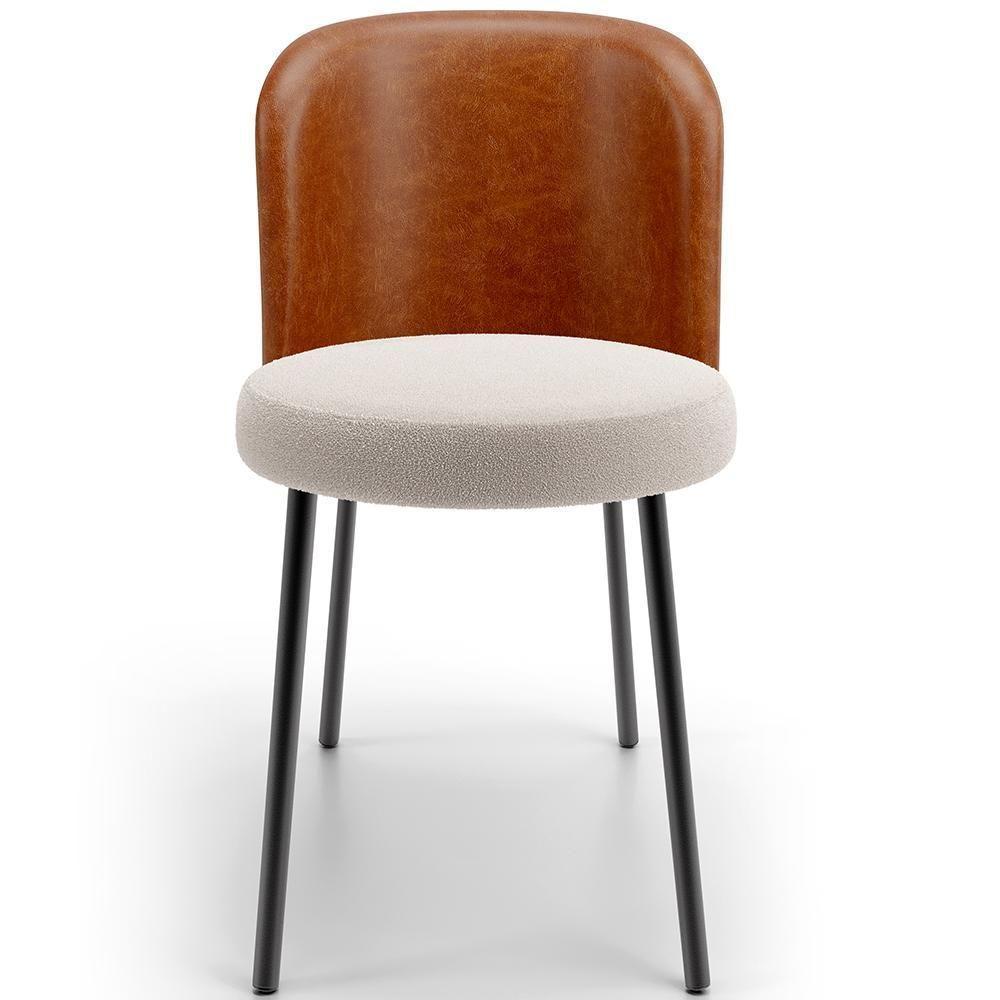 Kit 2 Cadeiras Sala De Jantar Estofada Gavi L02 Couríssimo Camel Bouclê Creme - 5