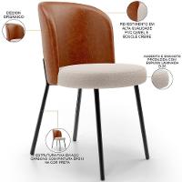 Kit 2 Cadeiras Sala De Jantar Estofada Gavi L02 Couríssimo Camel Bouclê Creme - 7