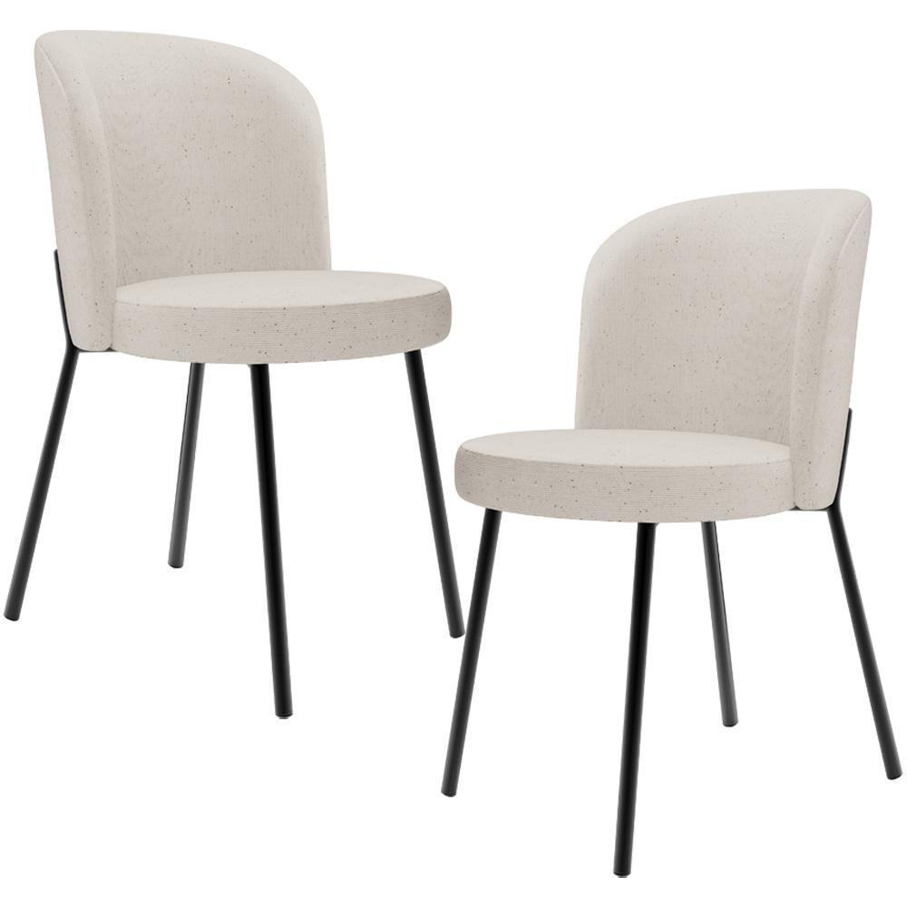 Kit 2 Cadeiras Sala De Jantar Estofada Gavi L02 Linho Cru - 1