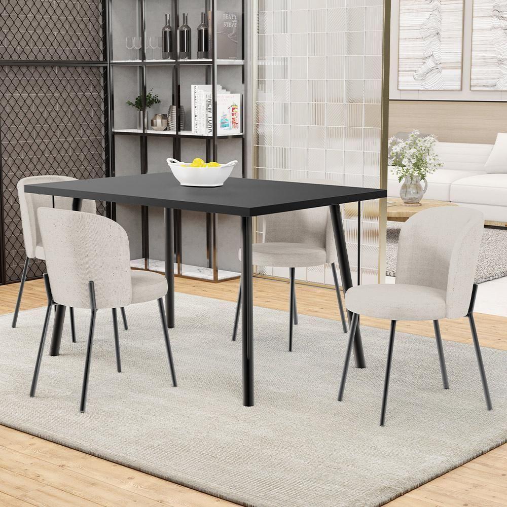 Kit 2 Cadeiras Sala De Jantar Estofada Gavi L02 Linho Cru - 6