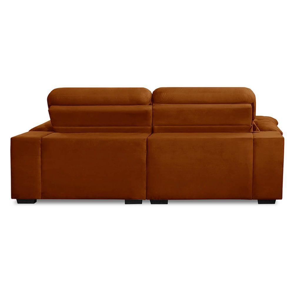 Sofa Retratil Reclinavel 2 Lugares 2,00m Crystal Veludo Laranja Lansofbr - 2