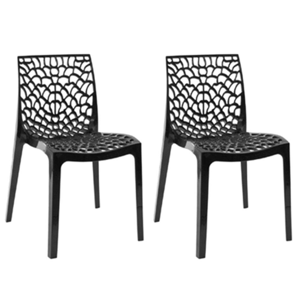 Kit 2 Cadeiras Gruvyer Estrutura Em Polipropileno Fratini Preto - 1