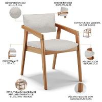 Kit 03 Cadeiras Para Sala De Jantar Estar Living Giorgia B04 Bouclê Cru - 2