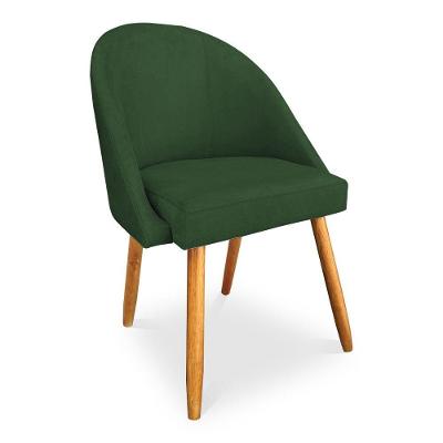 Cadeira De Jantar Bela Suede Verde Pés Palito Castanho