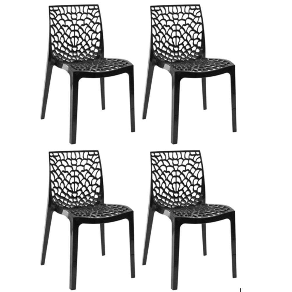 Kit 4 Cadeiras Gruvyer Estrutura Em Polipropileno Fratini Preto - 1