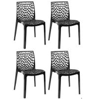 Kit 4 Cadeiras Gruvyer Estrutura Em Polipropileno Fratini Preto - 1