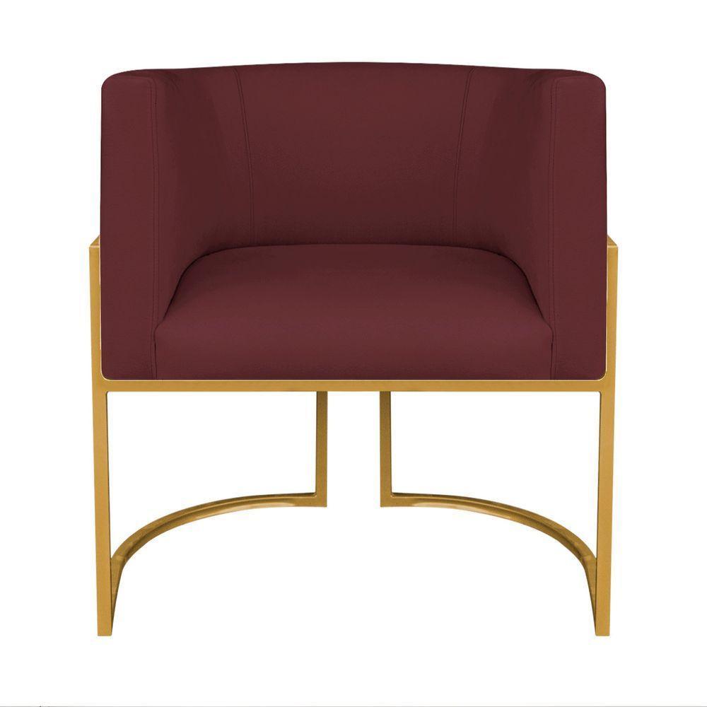 Kit Divã Luna 140cm Lado Esquerdo E 01 Poltrona Base De Ferro Dourado Suede Cor Bordô - 5