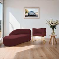 Kit Divã Luna 140cm Lado Esquerdo E 01 Poltrona Base De Ferro Dourado Suede Cor Bordô - 8