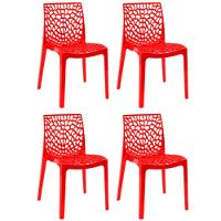 Kit 4 Cadeiras Gruvyer Estrutura Em Polipropileno Fratini Vermelho - 1