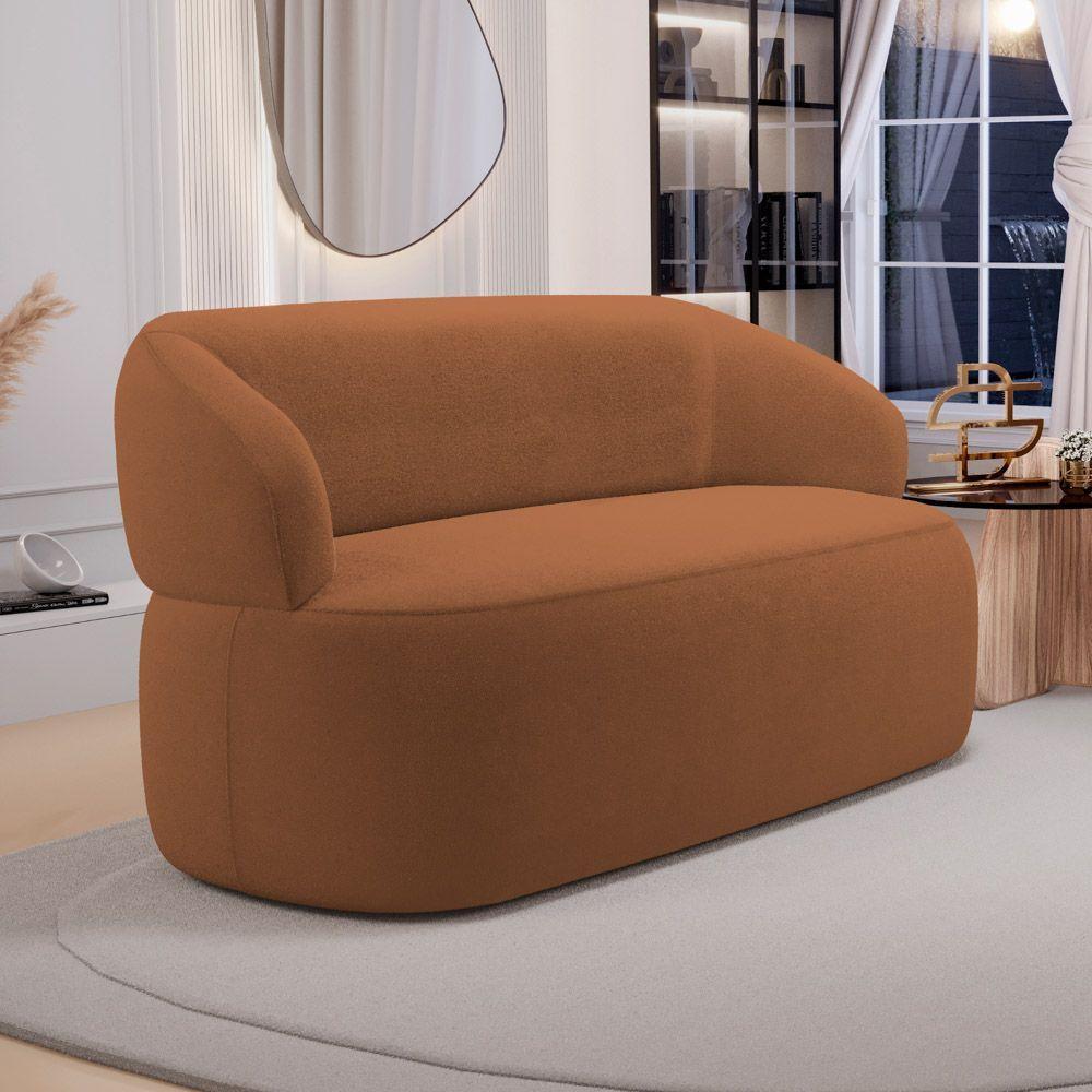 Sofá Orgânico 03 Lugares Living Glee 170cm Bouclê Terracota - Desk Design - 1