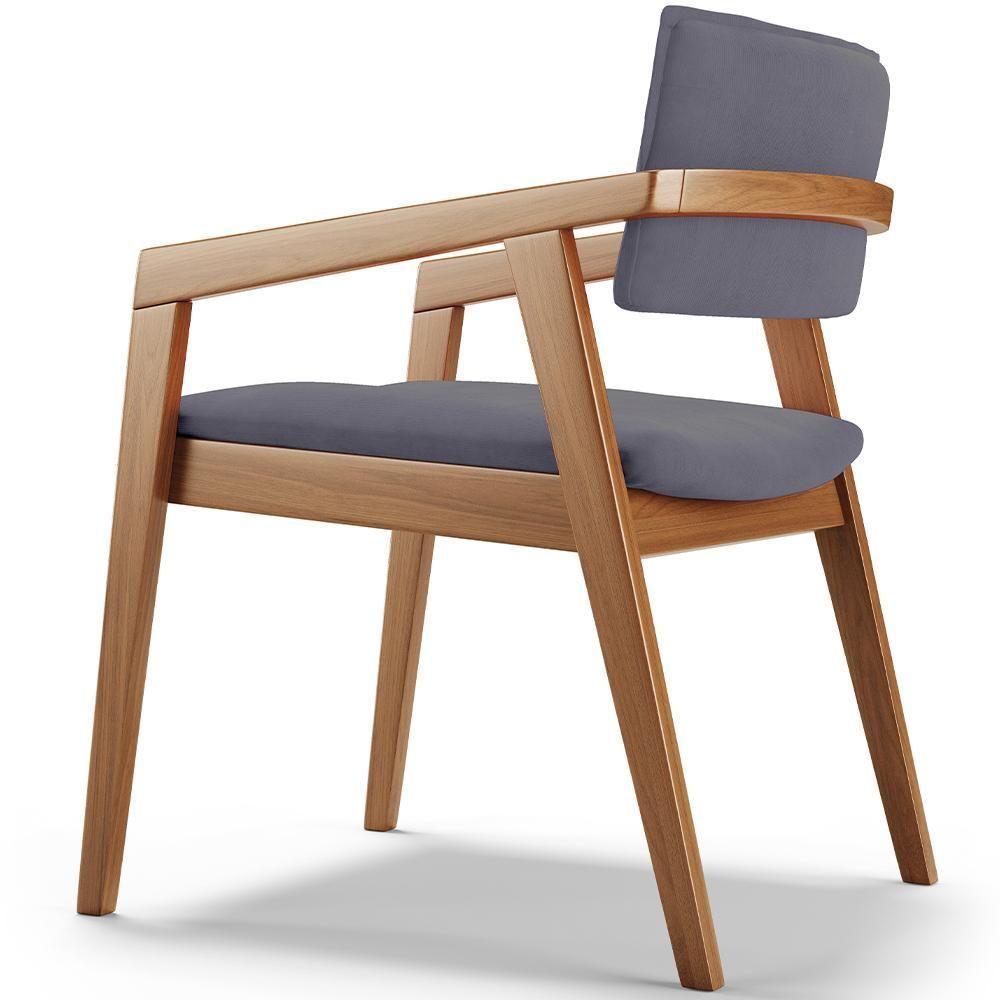 Kit 03 Cadeiras Para Sala De Jantar Estar Living Giorgia B04 Suede Cinza - 2