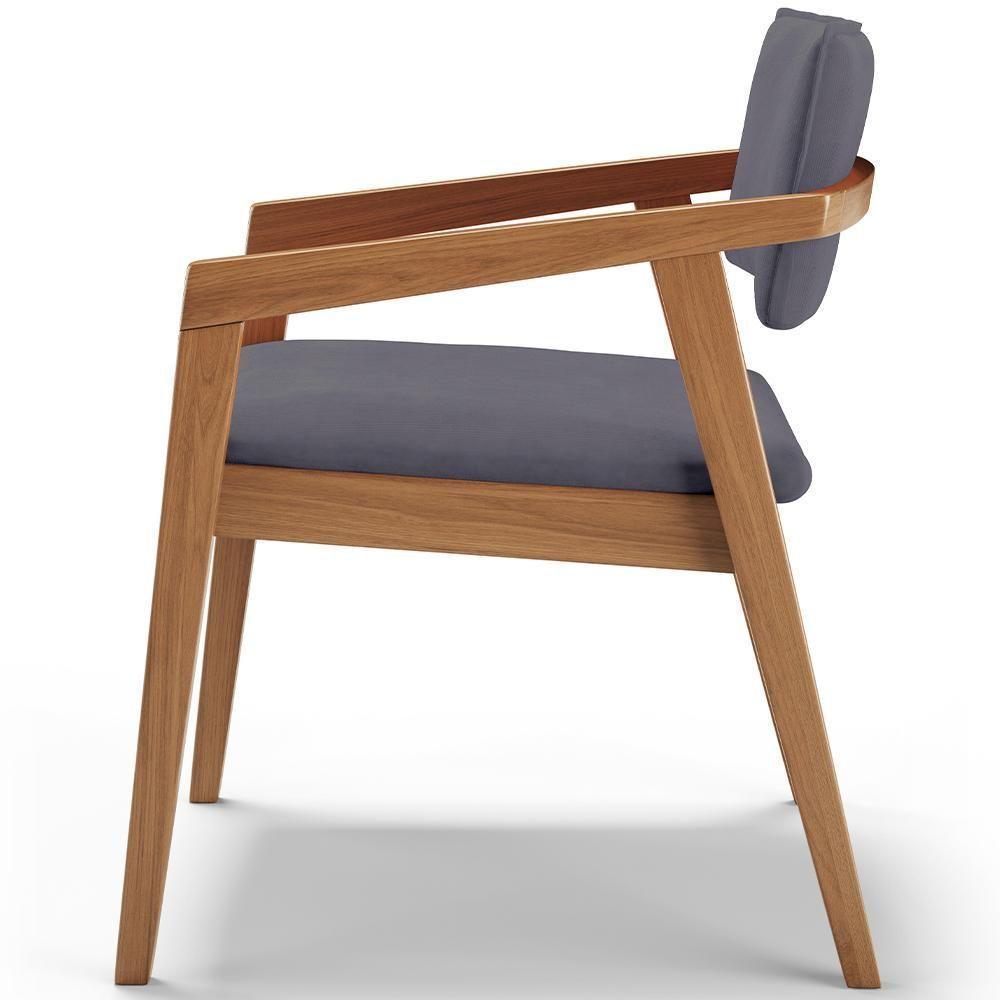 Kit 03 Cadeiras Para Sala De Jantar Estar Living Giorgia B04 Suede Cinza - 5