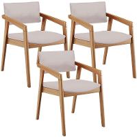 Kit 03 Cadeiras Para Sala De Jantar Estar Living Giorgia B04 Linho Bege - 1