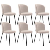 Kit 6 Cadeiras Sala De Jantar Estofada Gavi L02 Suede Bege - 1