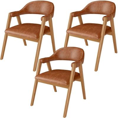 Kit 03 Cadeiras De Jantar E Estar Living Estofada Nadja L02 Couríssimo Camel