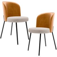 Kit 2 Cadeiras Sala De Jantar Estofada Gavi L02 Couríssimo Whisky Bouclê Creme - 1