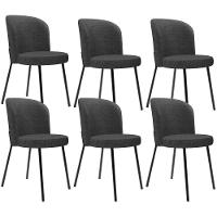 Kit 6 Cadeiras Sala De Jantar Estofada Gavi L02 Linho Cinza Escuro - 1