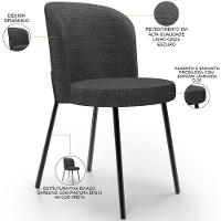 Kit 6 Cadeiras Sala De Jantar Estofada Gavi L02 Linho Cinza Escuro - 7