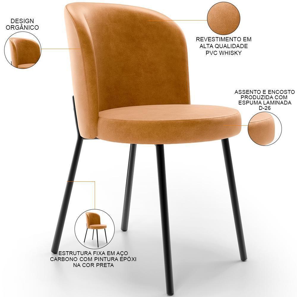 Kit 6 Cadeiras Sala De Jantar Estofada Gavi L02 Couríssimo Whisky - 7