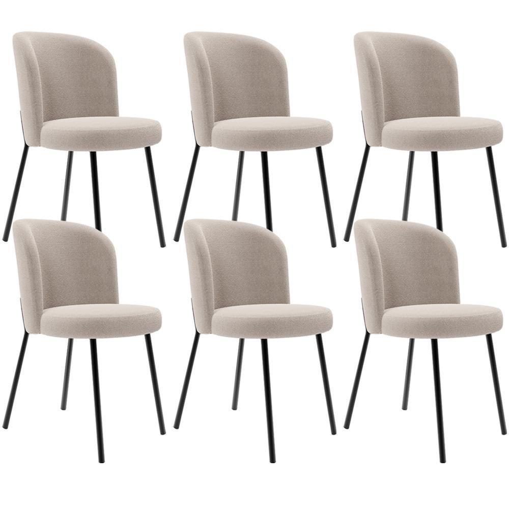 Kit 6 Cadeiras Sala De Jantar Estofada Gavi L02 Bouclê Creme - 1