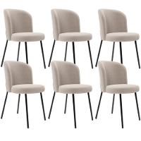 Kit 6 Cadeiras Sala De Jantar Estofada Gavi L02 Bouclê Creme - 1