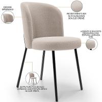 Kit 6 Cadeiras Sala De Jantar Estofada Gavi L02 Bouclê Creme - 7