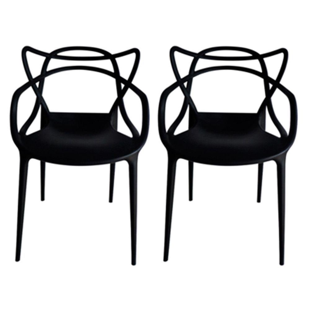 Kit Com 2 Cadeiras Aviv Estrutura Em Polipropileno Fratini Preto - 1