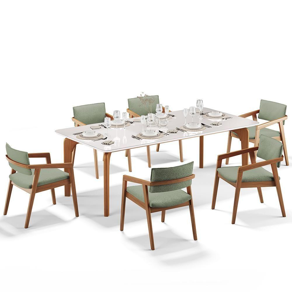 Kit 06 Cadeiras Para Sala De Jantar Estar Living Giorgia B04 Bouclê Oliva - 5