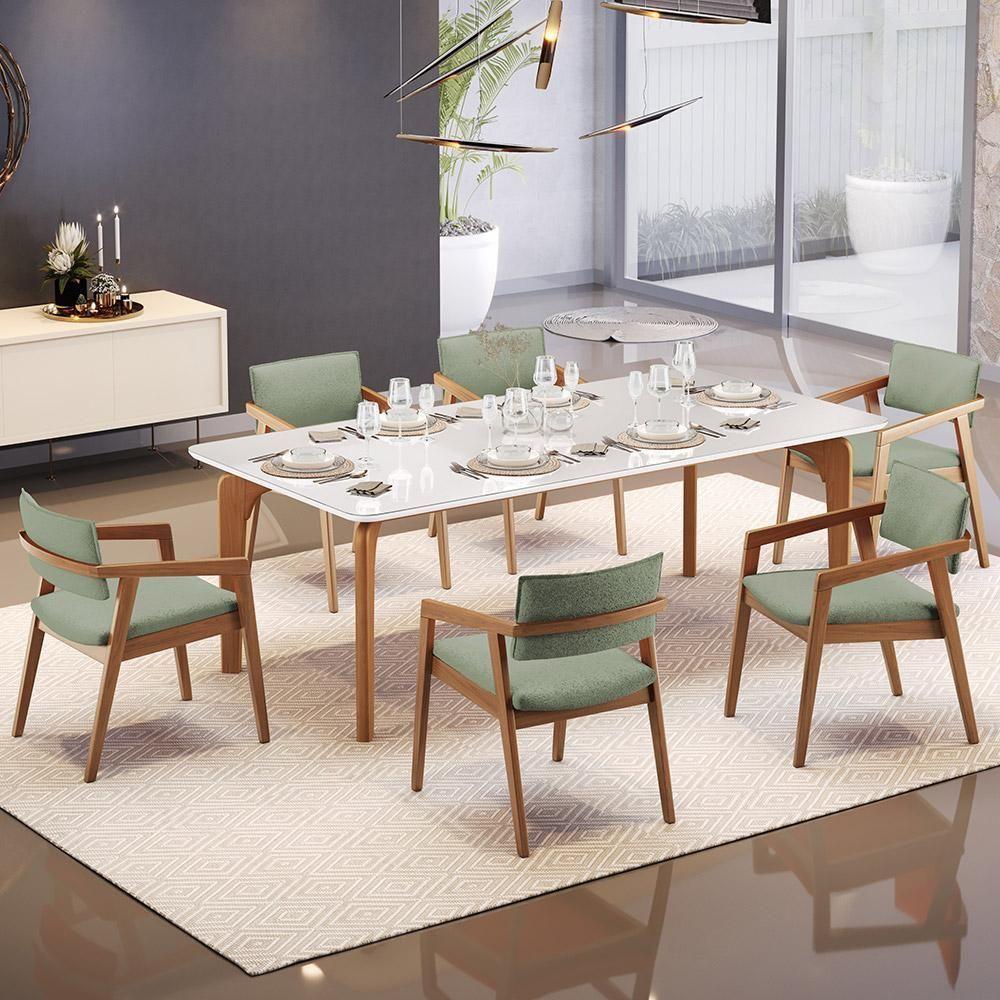 Kit 06 Cadeiras Para Sala De Jantar Estar Living Giorgia B04 Bouclê Oliva - 8