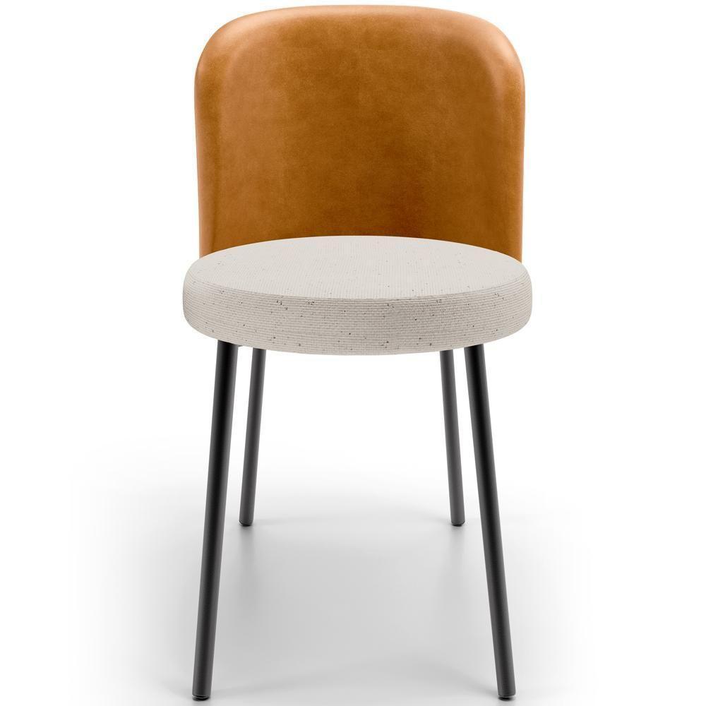 Kit 5 Cadeiras Sala De Jantar Estofada Gavi L02 Couríssimo Whisky Linho Cru - 7