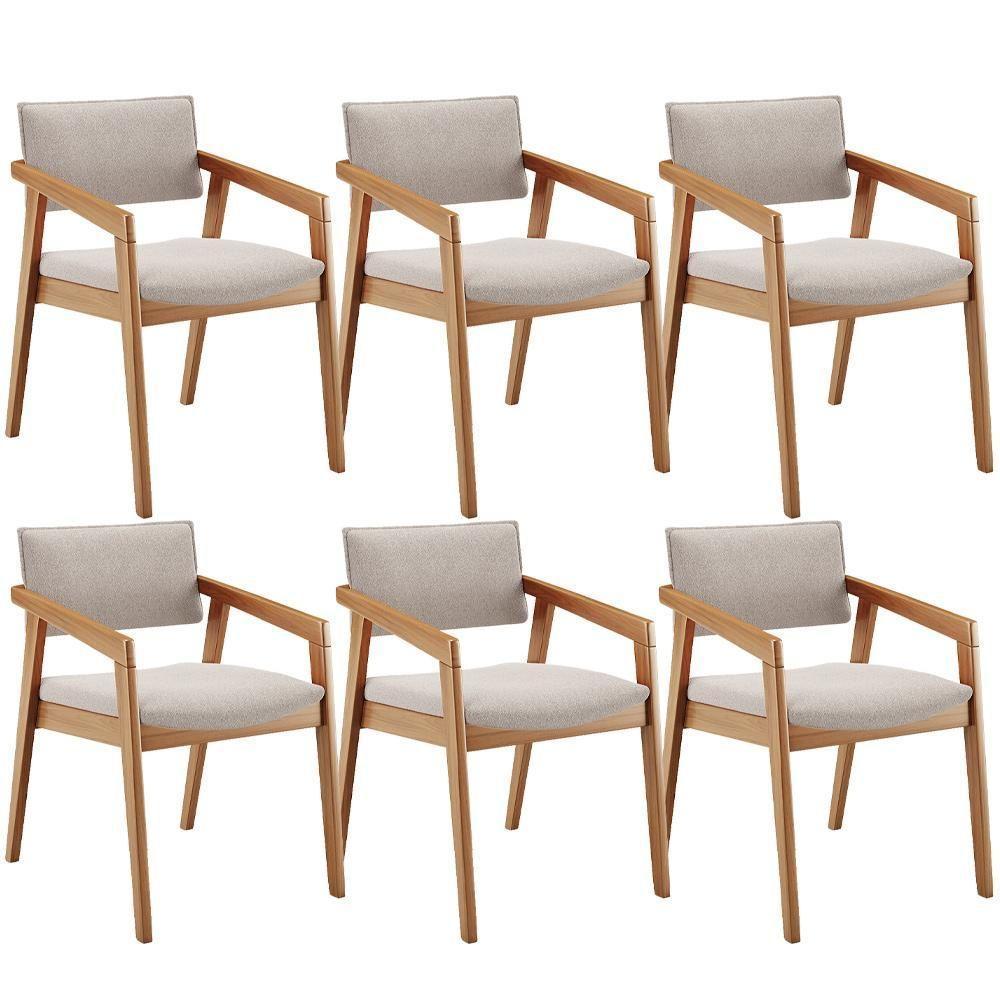 Kit 06 Cadeiras Para Sala De Jantar Estar Living Giorgia B04 Bouclê Creme - 1