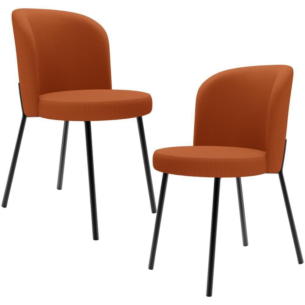 Kit 2 Cadeiras Sala De Jantar Estofada Gavi L02 Tecido Terracota - 1