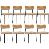 Kit 08 Cadeira Decorativa Estofada Para Sala De Jantar Melina L02 Linho Bege Escuro Couríssimo Whisky - Lyam Decor - 1