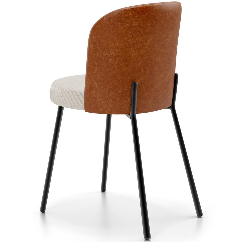 Kit 5 Cadeiras Sala De Jantar Estofada Gavi L02 Couríssimo Camel Linho Cru - 4